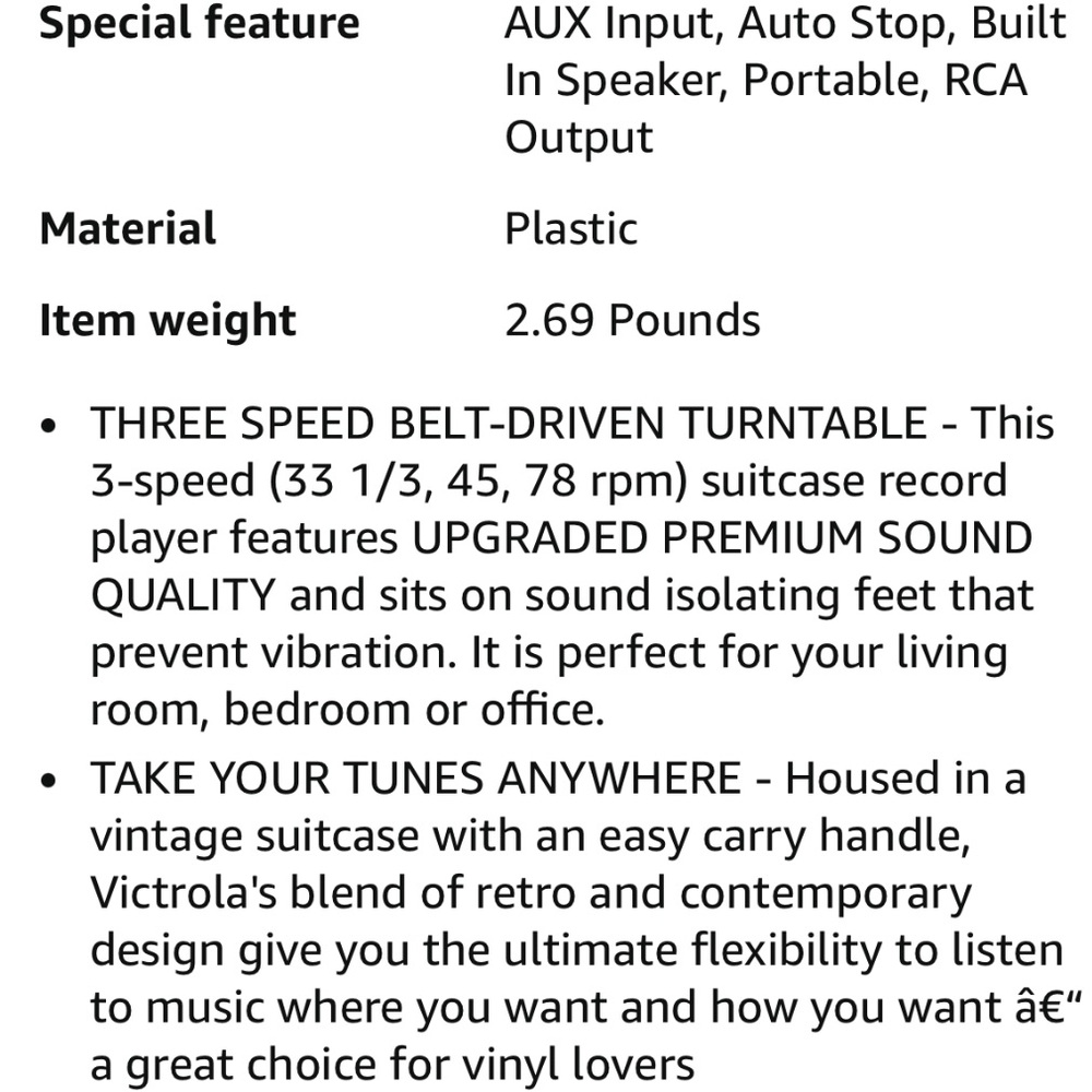 SOLD ❗️ Victrola purple Portable Record Player - Picture 3 of 6